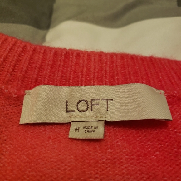 Loft Crewneck Knit Long Sleeve Barbie Pink Sweater - Picture 5 of 7